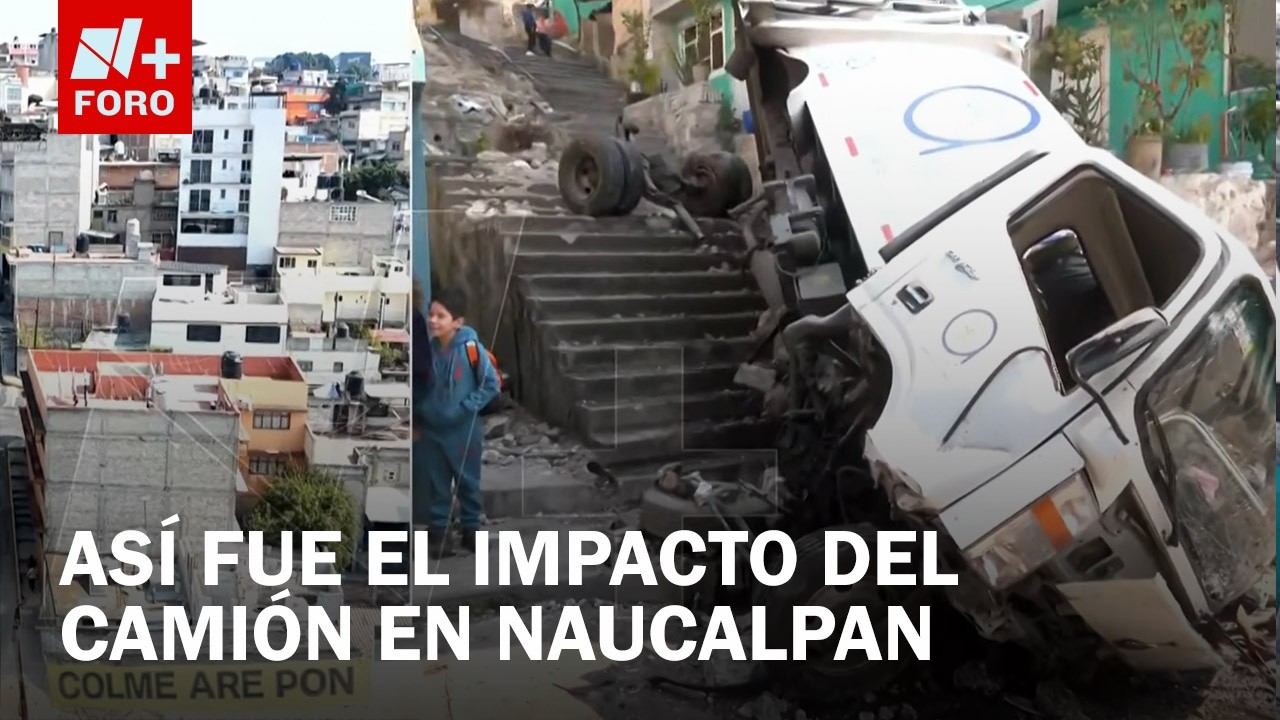 Cámara capta momento en que cae camión de escaleras en Naucalpan - Paralelo 23
