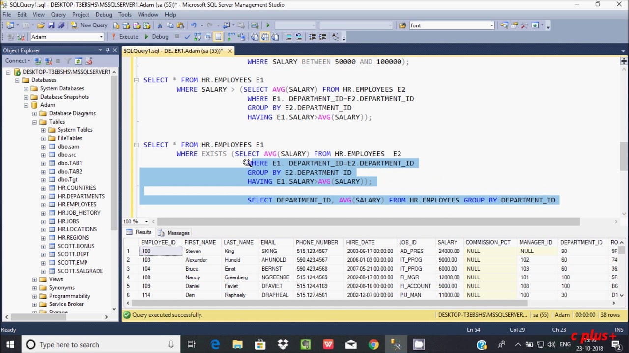 How to use EXISTS and NOT EXISTS in correlated Subqueries in Sql Server