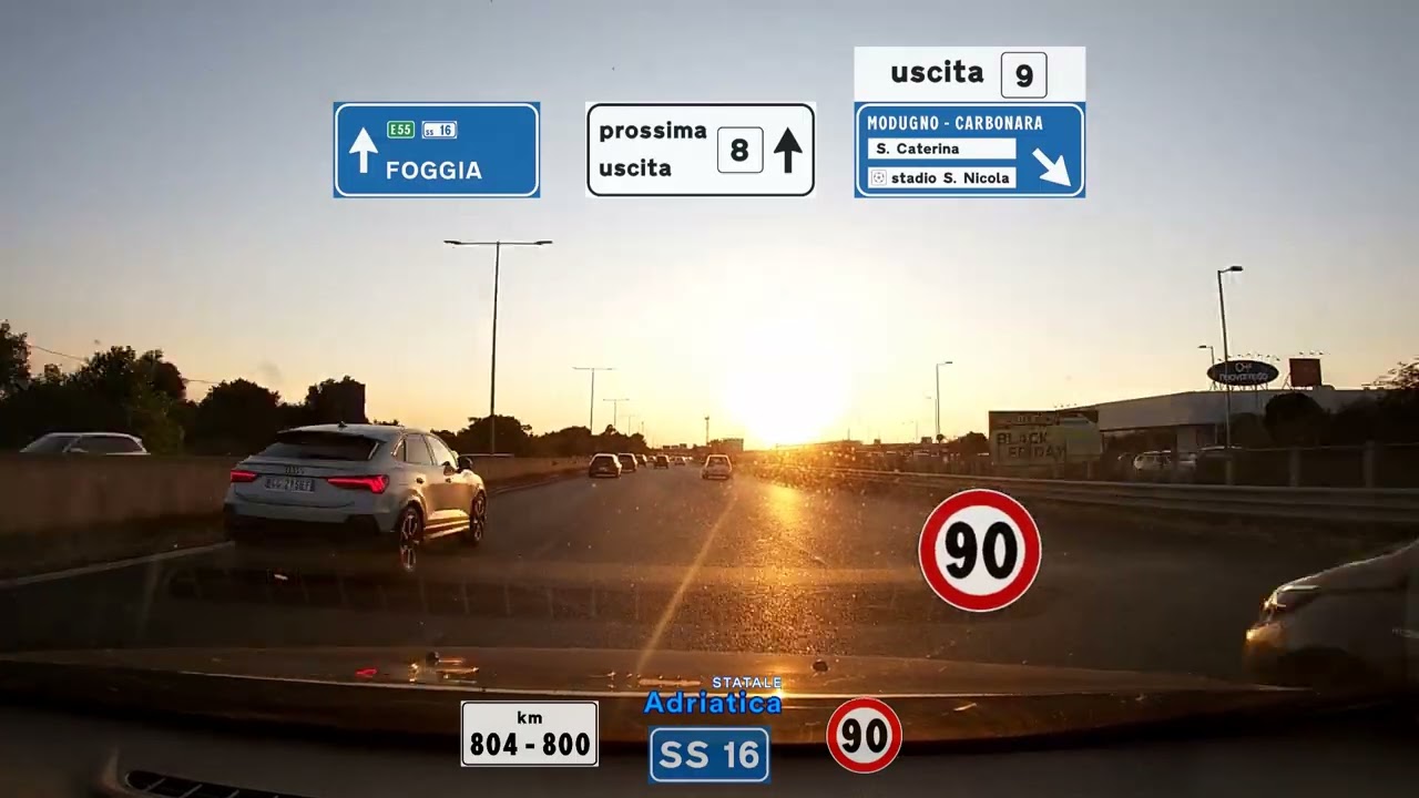 IT / SS16 Adriatica | Tangenziale di BARI - Percorso Completo dir. FOGGIA