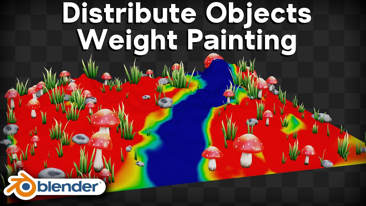Распределение объектов с помощью узлов Weight Paint-Geometry (урок по Blender)