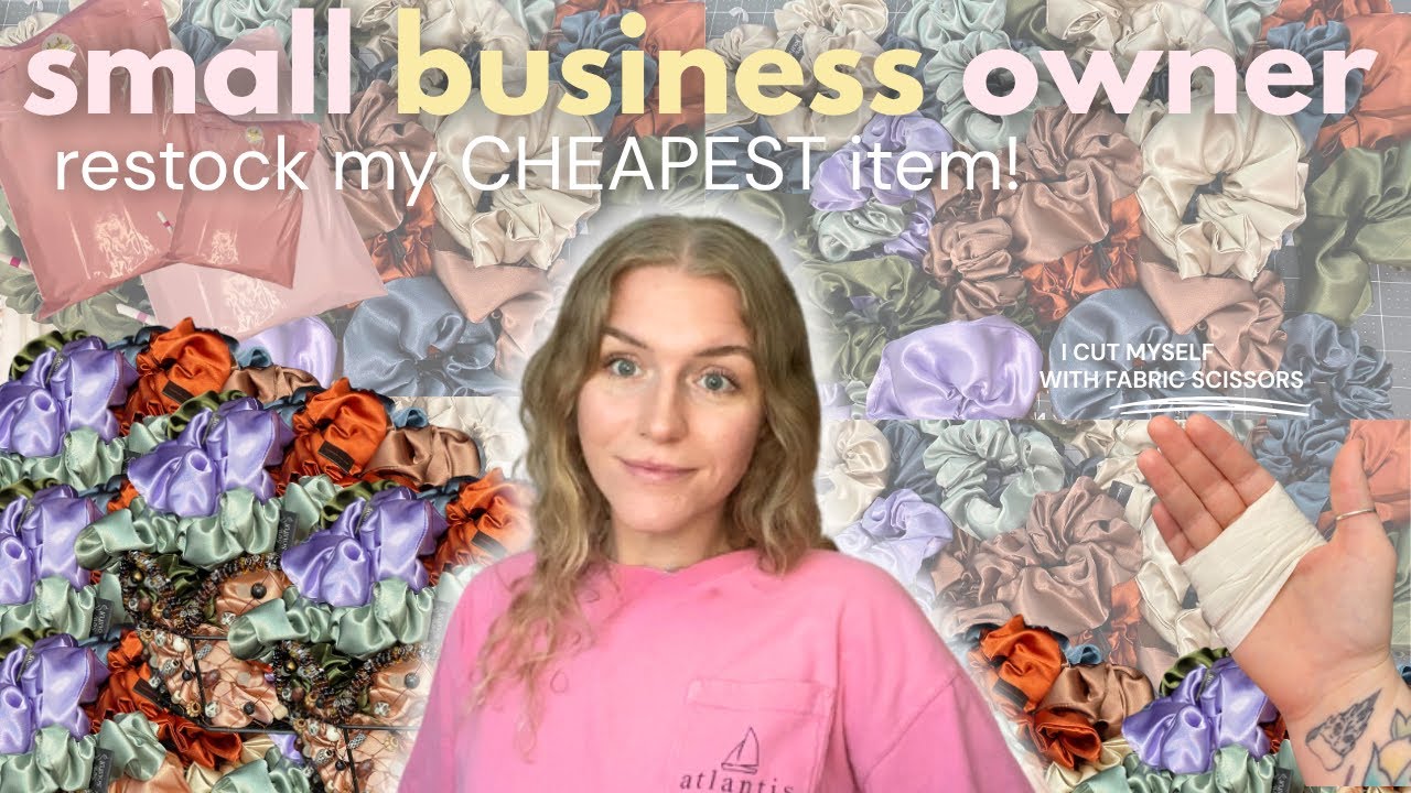 Sewing TONS of scrunchies for my small business ✨ Studio vlog restock!