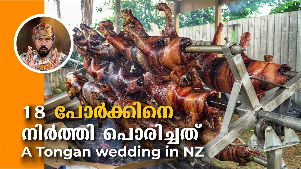 18 spit roasted pork,A cultural wedding in NZ,how to spit roast pork, pork spit roasted kerala video