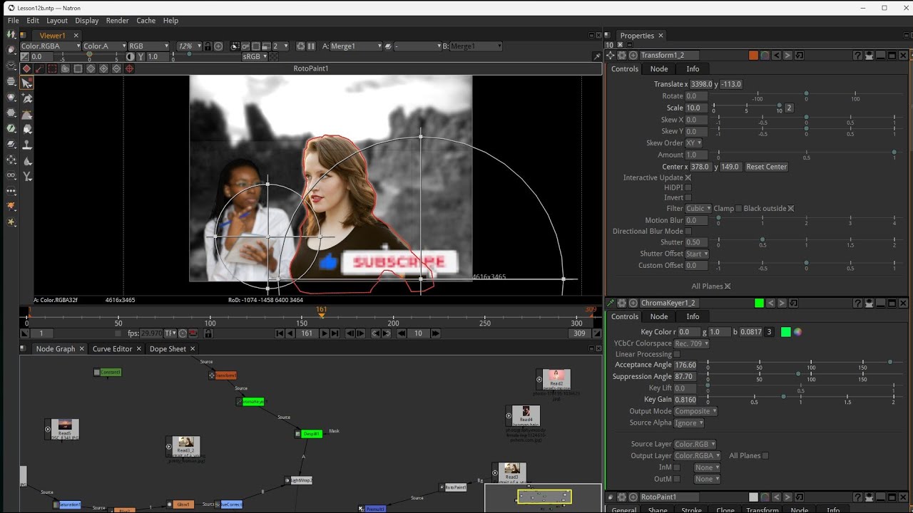 NATRON - Lesson 12 - Photomontage, Videomontage, Alpha, Mask, Green Screen, Chroma Key, Rotopaint