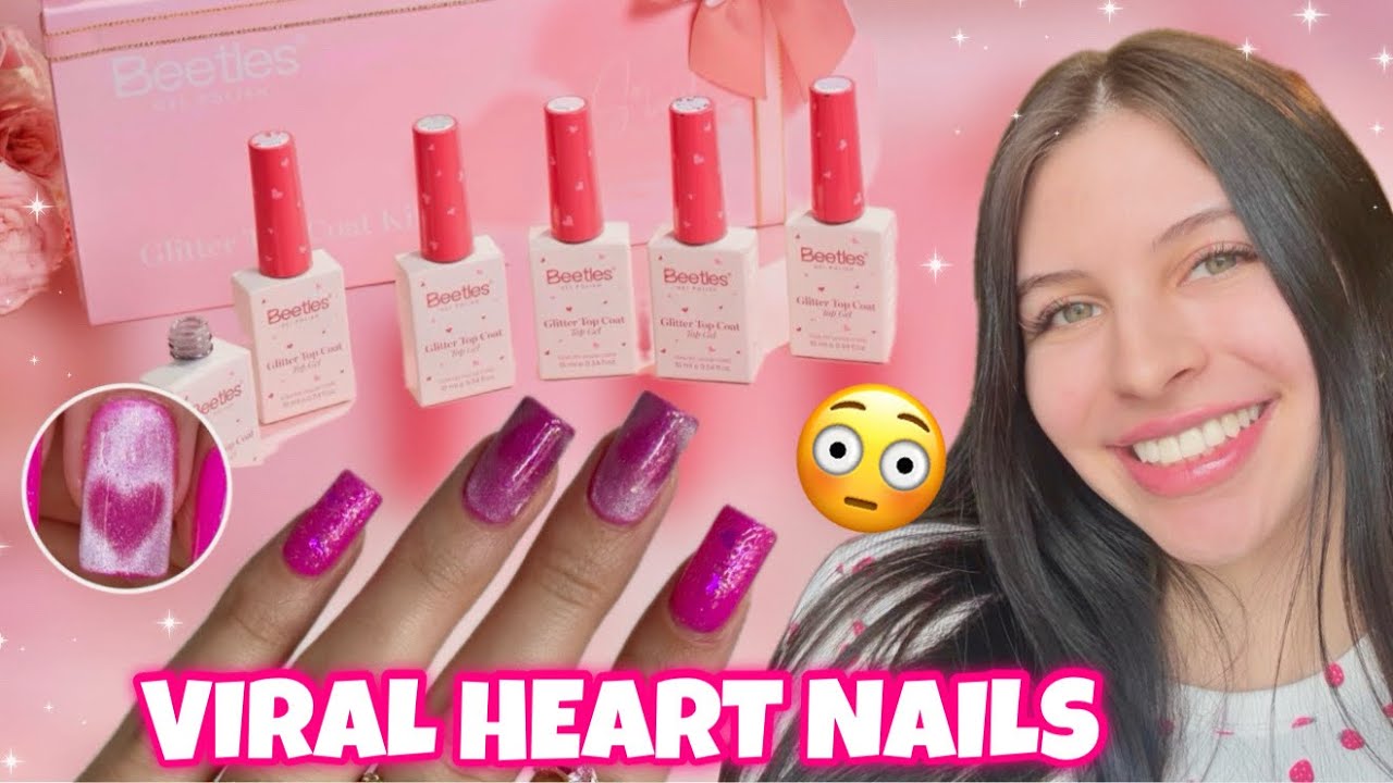Я попробовала набор блестящего верхнего покрытия Viral Beetles Valentine’s Glitter Top Coat Set с...