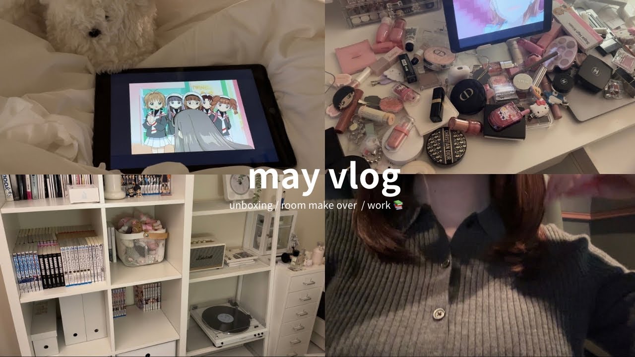 ［vlog］5月の日常ブイログ🌷一人暮らしの社会人オタク お部屋アップデート⟡˖ ࣪⊹ コスメ整理,模様替え,サンリオ購入品紹介,一人で映画 etc..(sub)