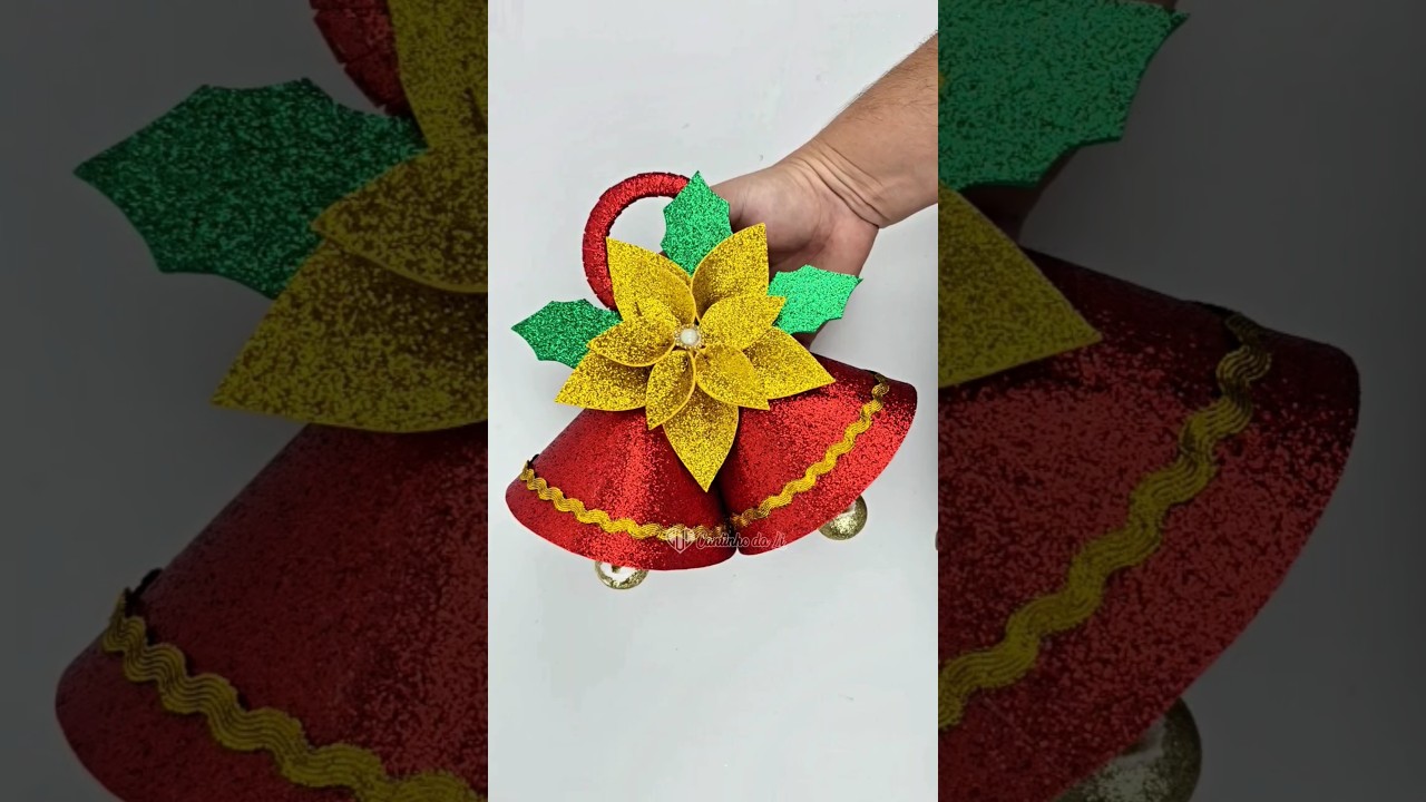 Aprenda a Fazer Sinos Natalinos de E.V.A! &ndash; Ficam LINDOS na Decora&ccedil;&atilde;o! #christmas #diy  #natal