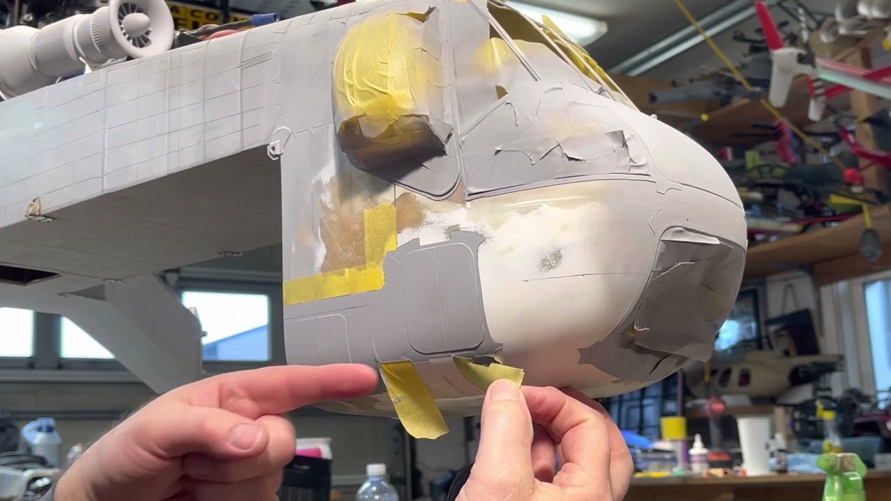 S-64E Sky Crane RC Model right side access door panel lines