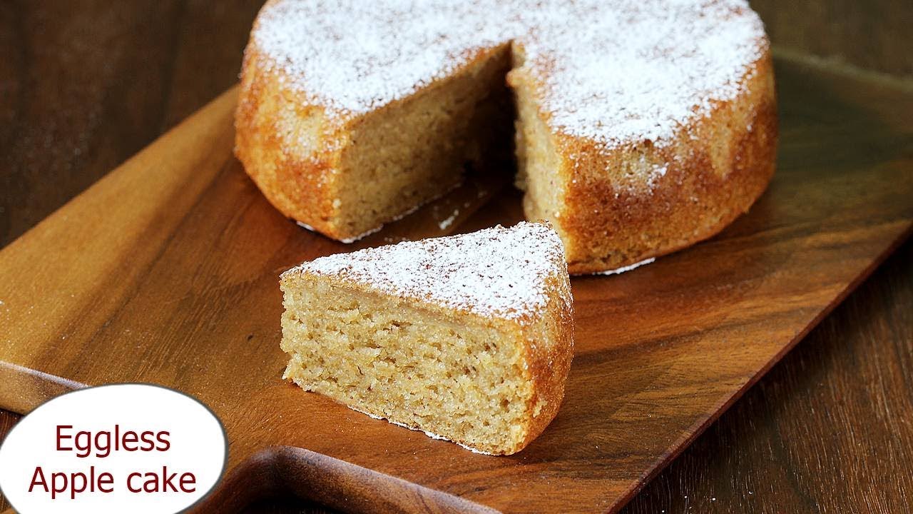 Eggless apple cake - Soft & moist apple cake without eggs