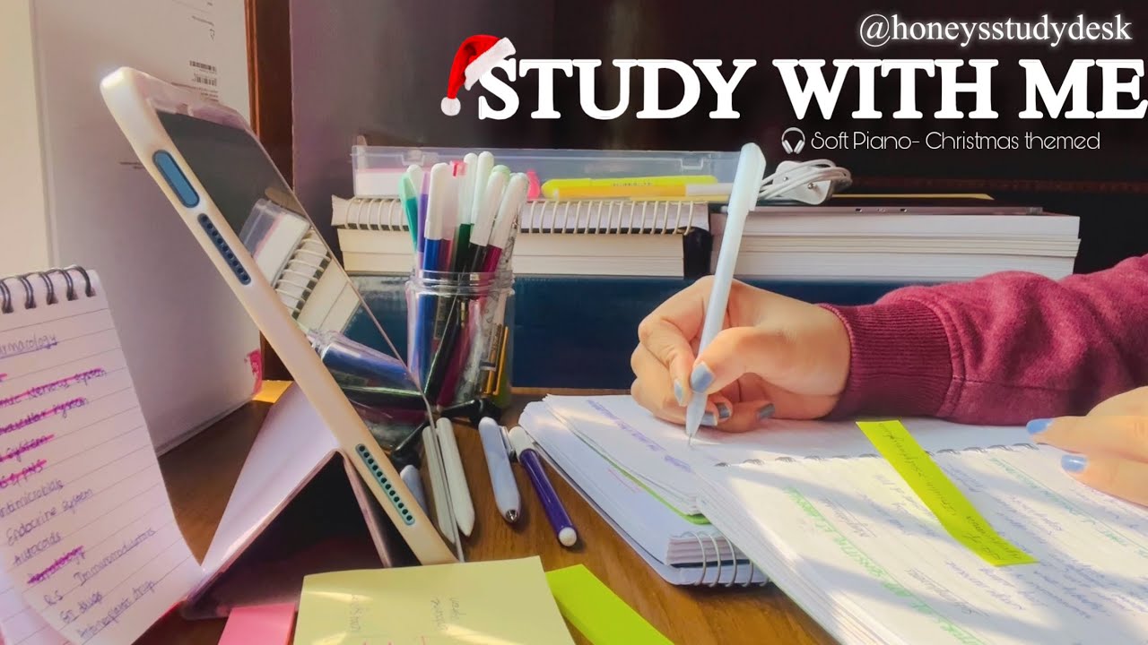 Study with me 25/5 pomodoro⏰ | 3 sessions📚 | Soft piano- Christmas themed🎄| medical student👩‍⚕️🩺