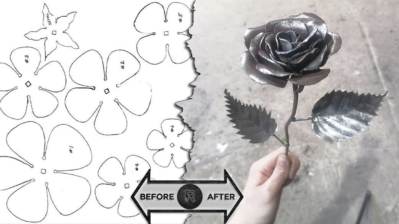 A rose made of metal according to a template | Template at the end of the video