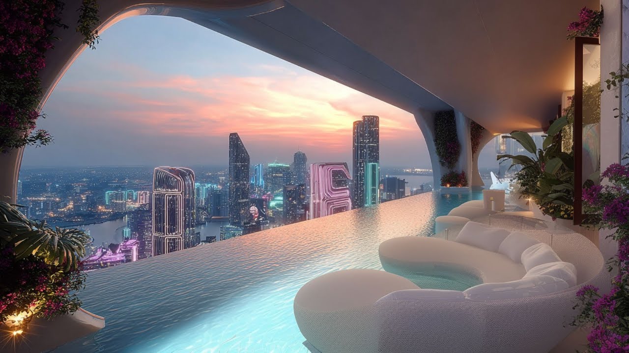 LIVE 24/7🌙 | Futuristic NYC Summer Loft Sleep Stream 🌉 | Deep Sleep & Future City