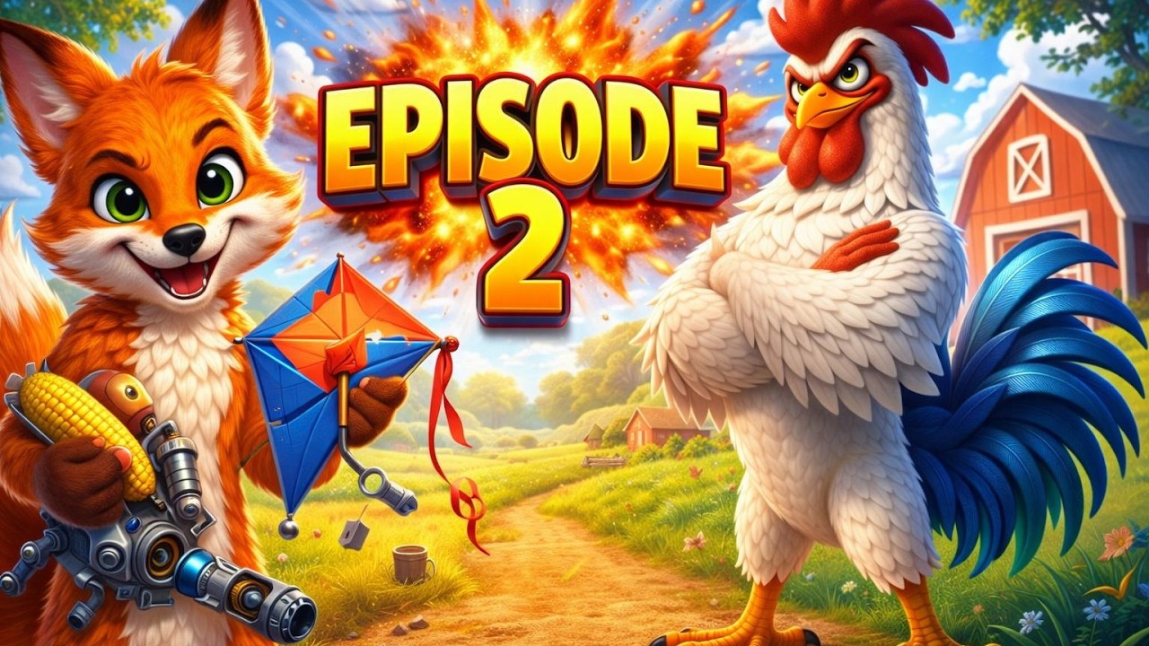 🦊 Foxy and Rocky Adventures EP2: Kite, Corn Stand & Robot Chicken! | Pixar Animation
