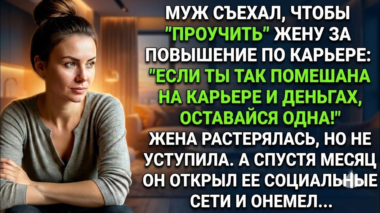 Муж съехал, чтобы проучить жену за повышение по карьере, а спустя месяц...