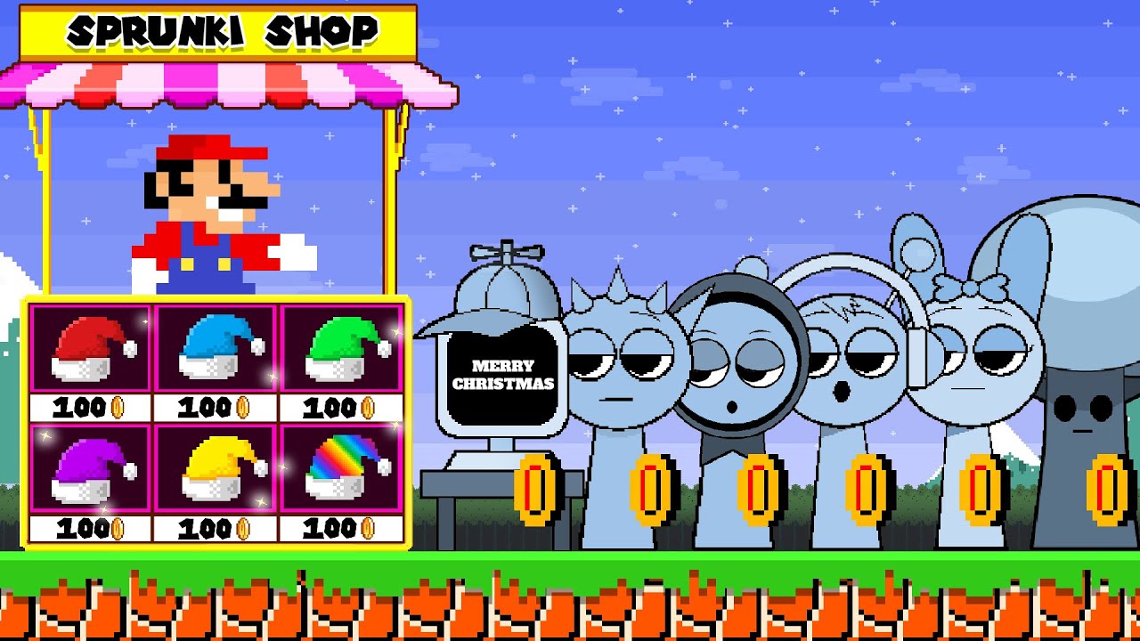 Марио открывает рождественский магазин для всех персонажей Спрунки в Super Mario Bros! | Игровая ...