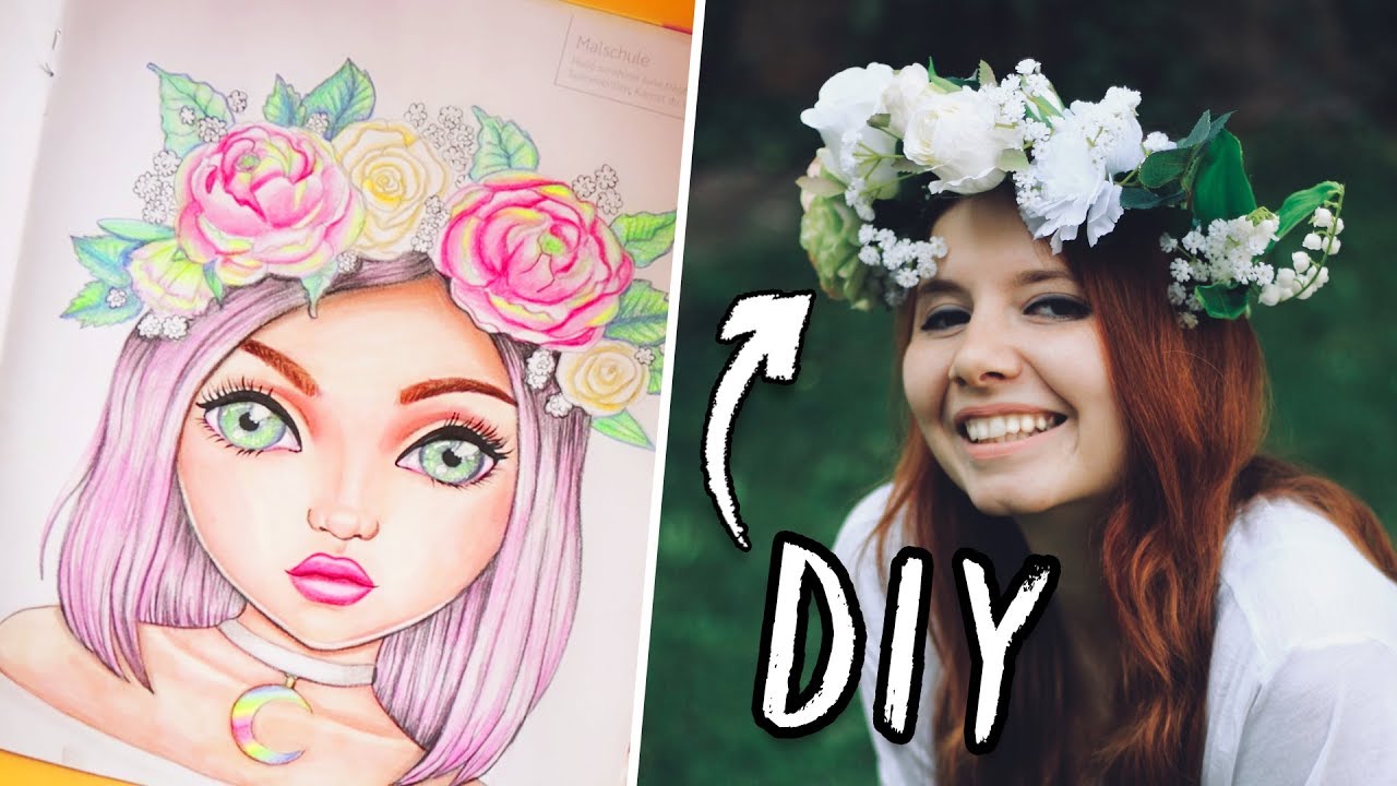 DIY | Blumenkrone selber machen + malen | Flower Crown || Foxy Draws