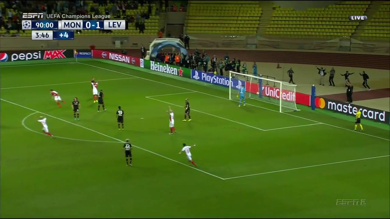 Kamil Glik goal AS Monaco vs Bayer 04 Leverkusen 27-09-2016