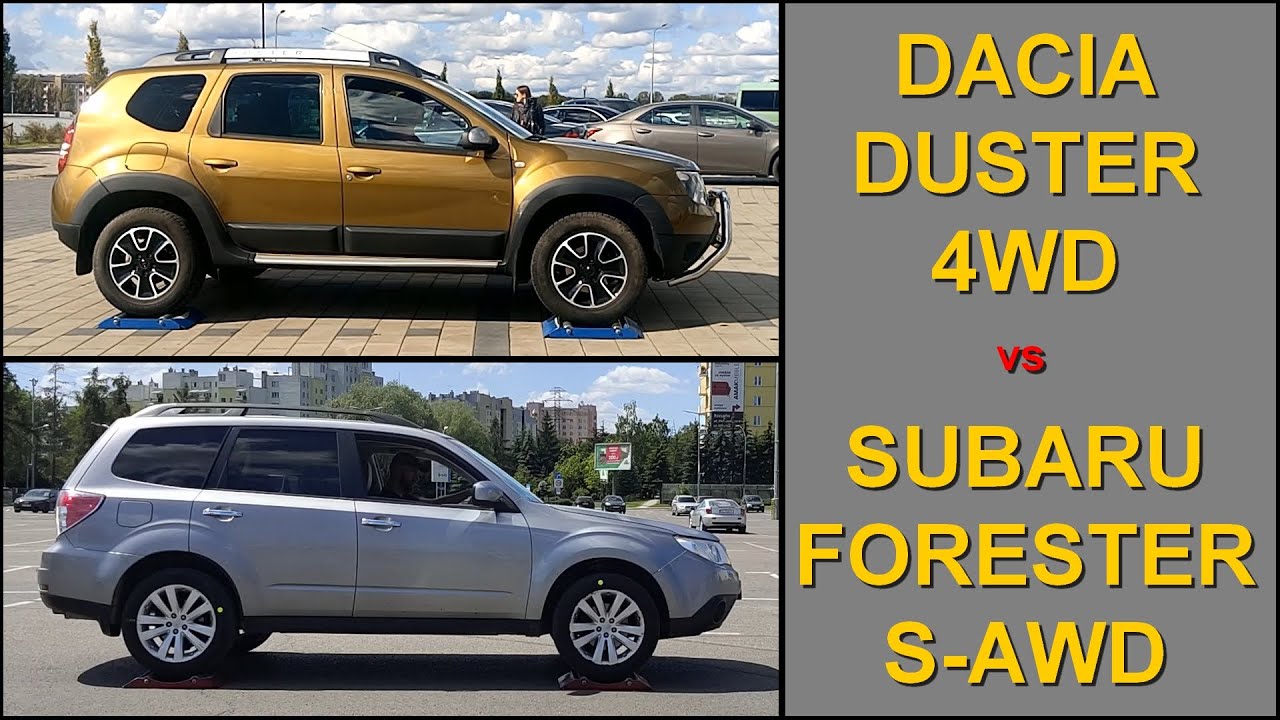 SLIP TEST - Dacia Duster I 4WD vs Subaru Forester III S-AWD - @4x4.tests.on.rollers