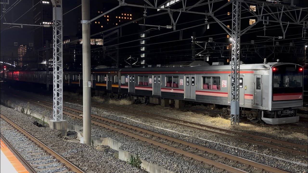 【4K高画質】【仙石線205系８両  AT廃車回送】クモヤE493系オク02編成＋国鉄205系3100番台ｾﾝM19編成＋ｾﾝM3編成（四季彩）が大宮操車場に停車！（配9548M）2026.1.21