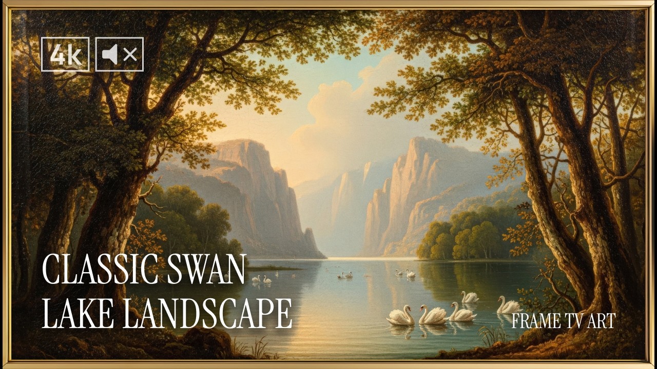 Classic Swan Lake Landscape 4K Romantic Oil Painting | Frame TV Art | No Music 2 Hours