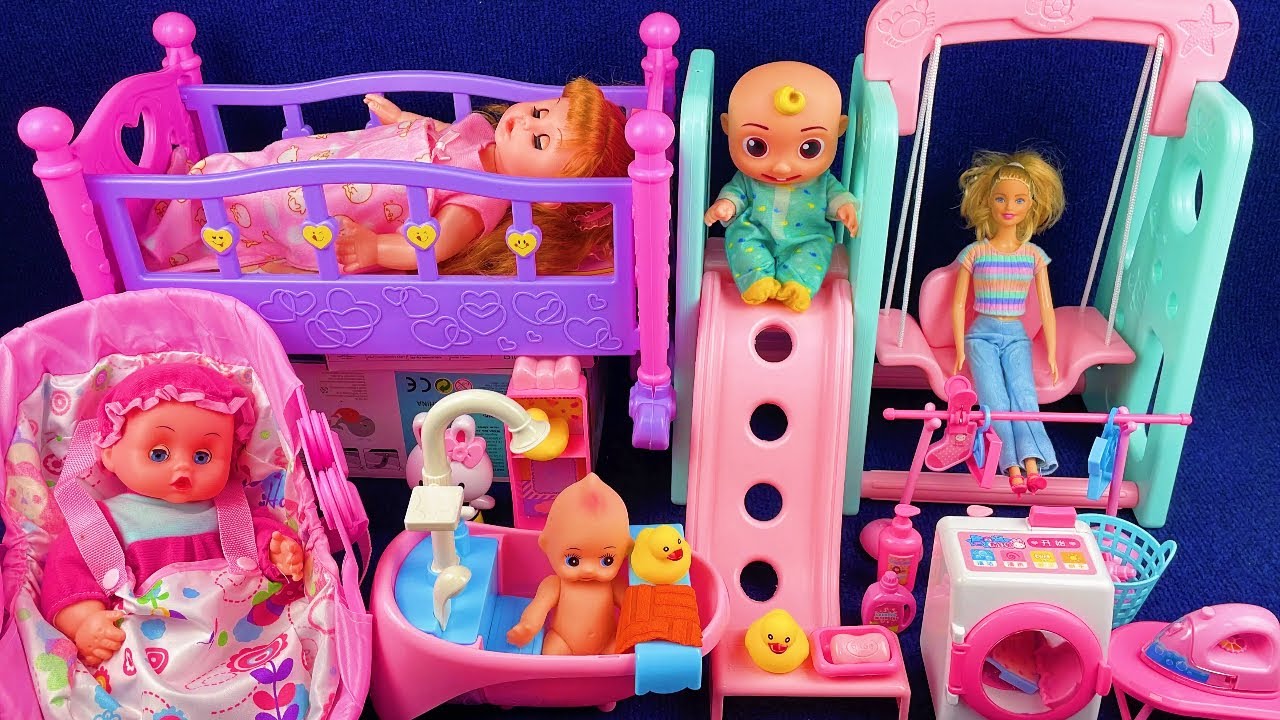 10 Minutes Satisfying with Unboxing Doll Bed and Doll Slide Play Set Review Toys | ASMR