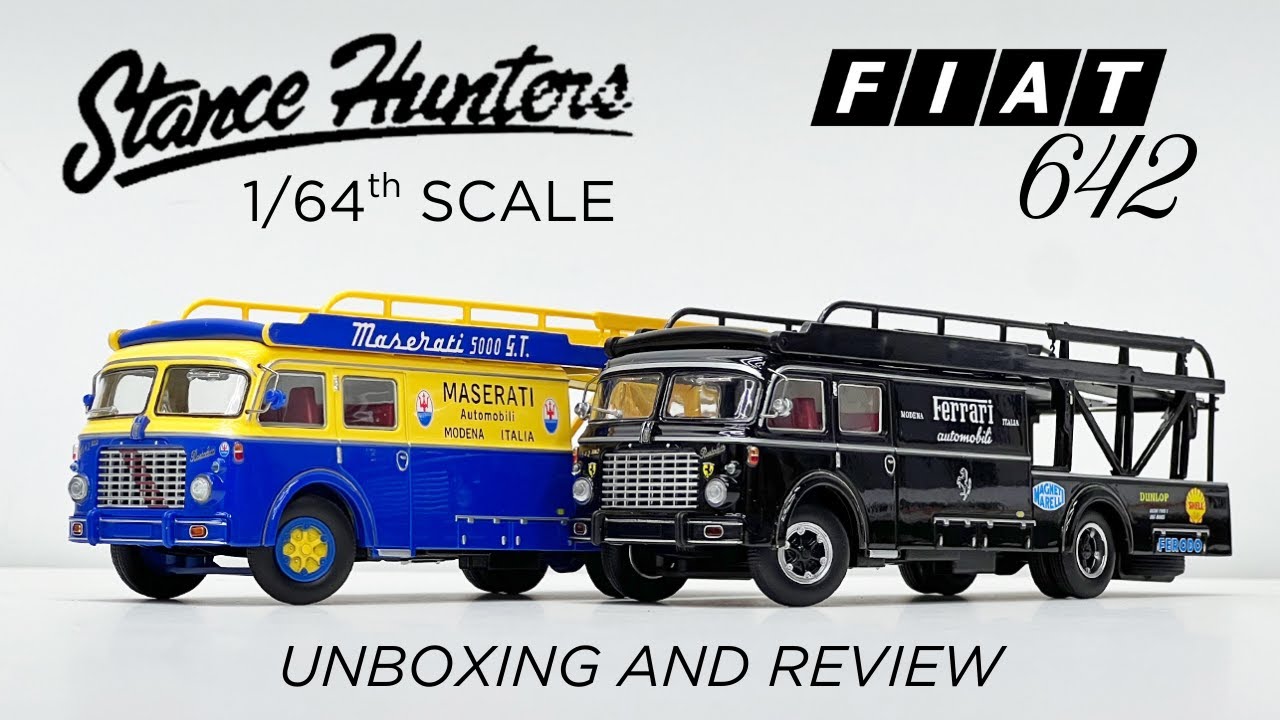 Stance Hunters Fiat 642 Ferrari & Maserati Vintage Racing Transporters 1/64th Scale Diecast Unboxing