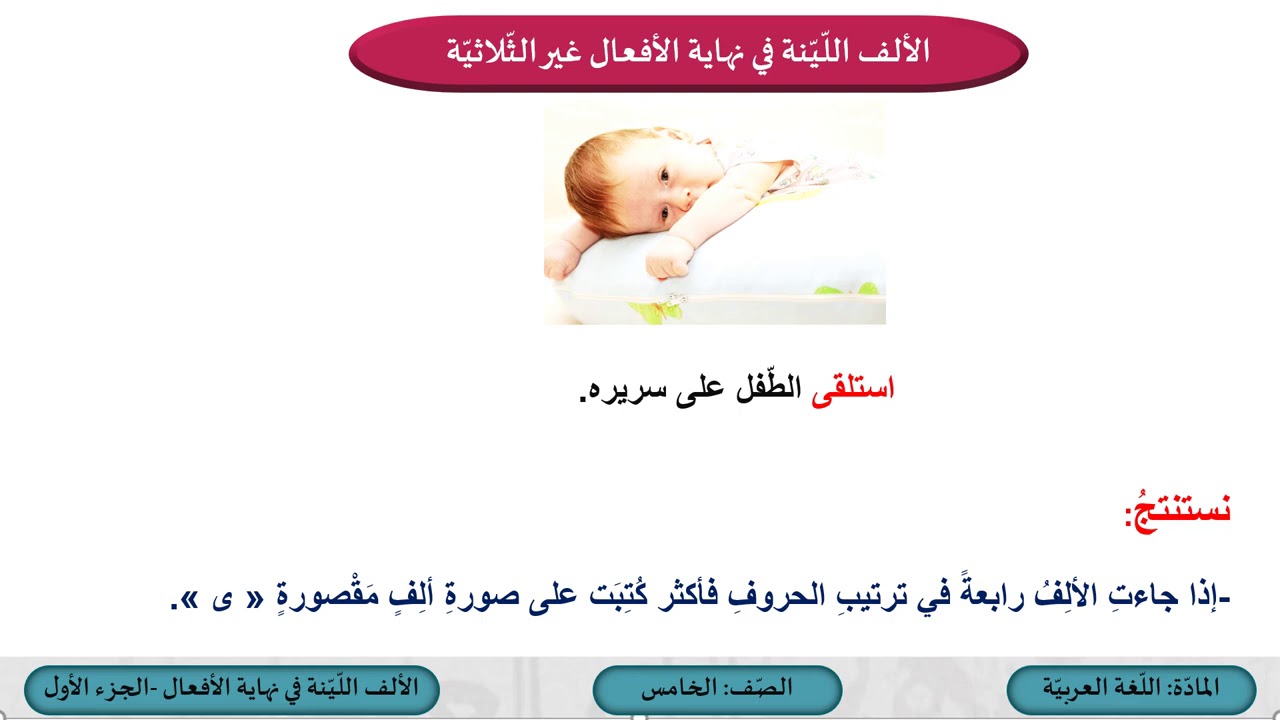 الصف الخامس   اللغة العربية   الألف اللينة في نهاية الأفعال  ج1
