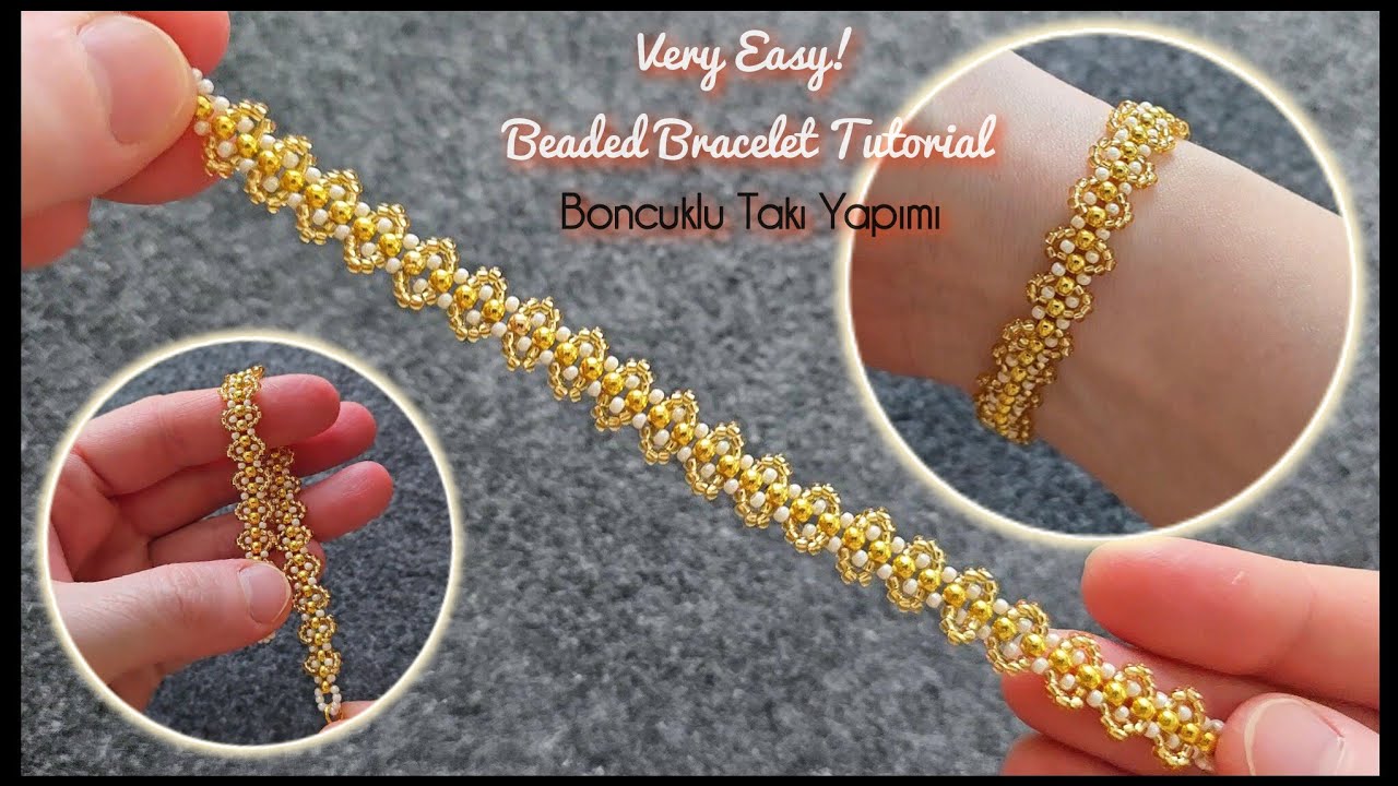 Şık ve zarif kolay bileklik yapımı. Elegance glow beaded bracelet. Very easy beads jewelry tutorial.