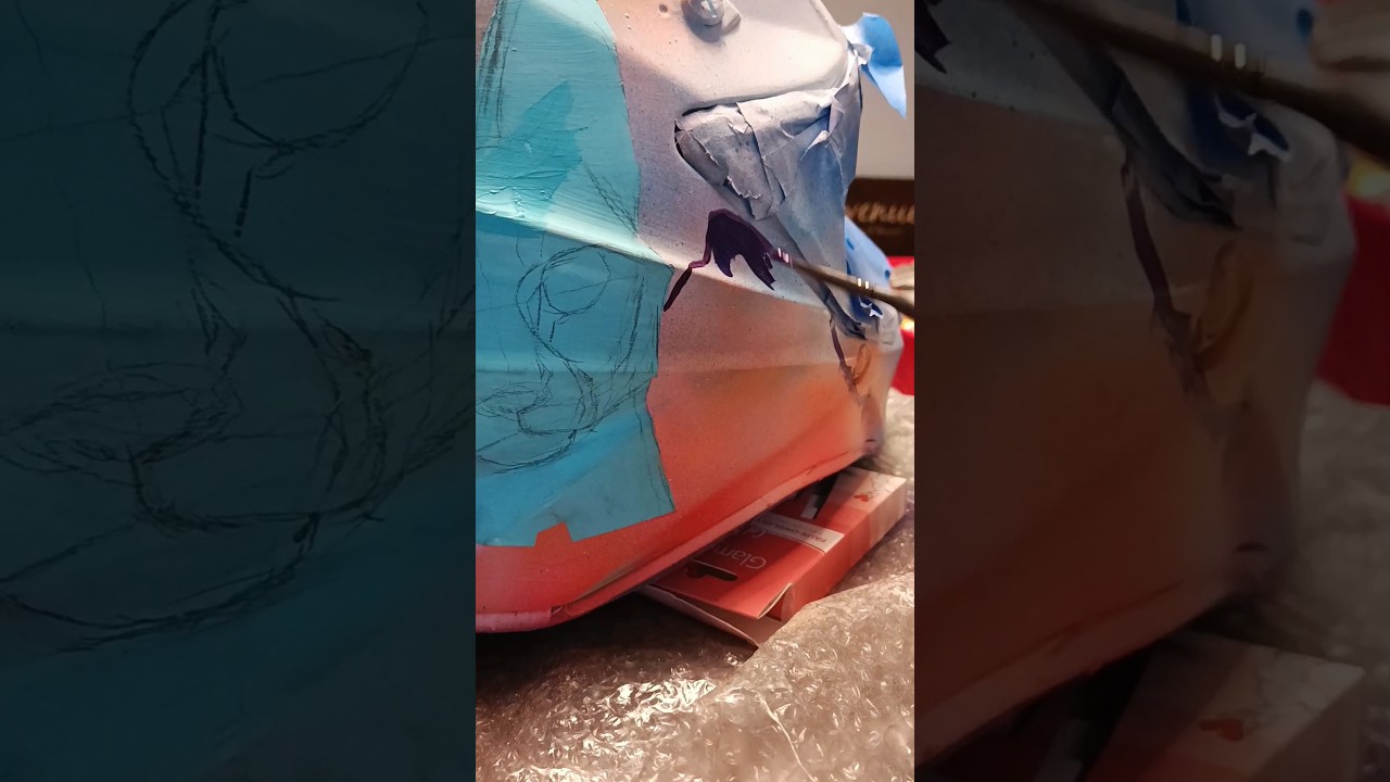 Peindre sur un casque de moto 🏍️ pt2 #art #moto #artiste #peinture #painting #pourtoi #fyp #casque