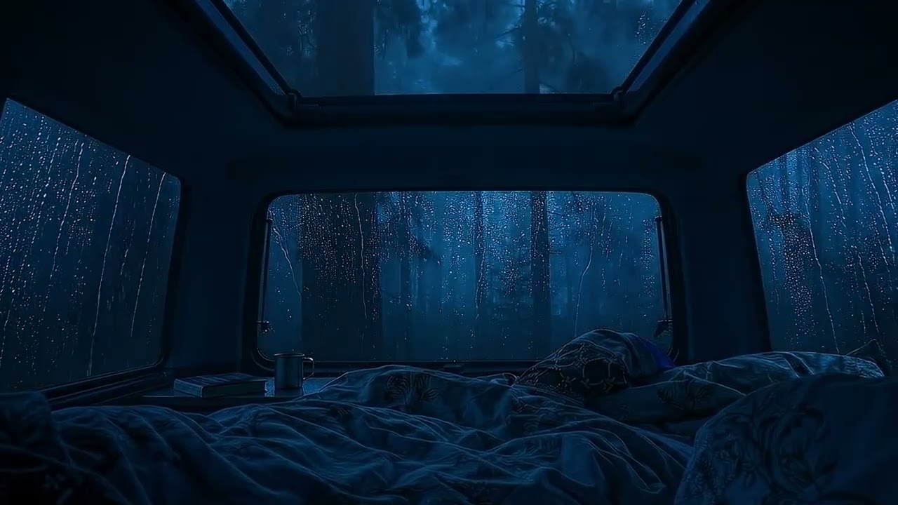Heavy Rain and Thunder While Sleeping in a Cozy Car | Relaxing Sounds