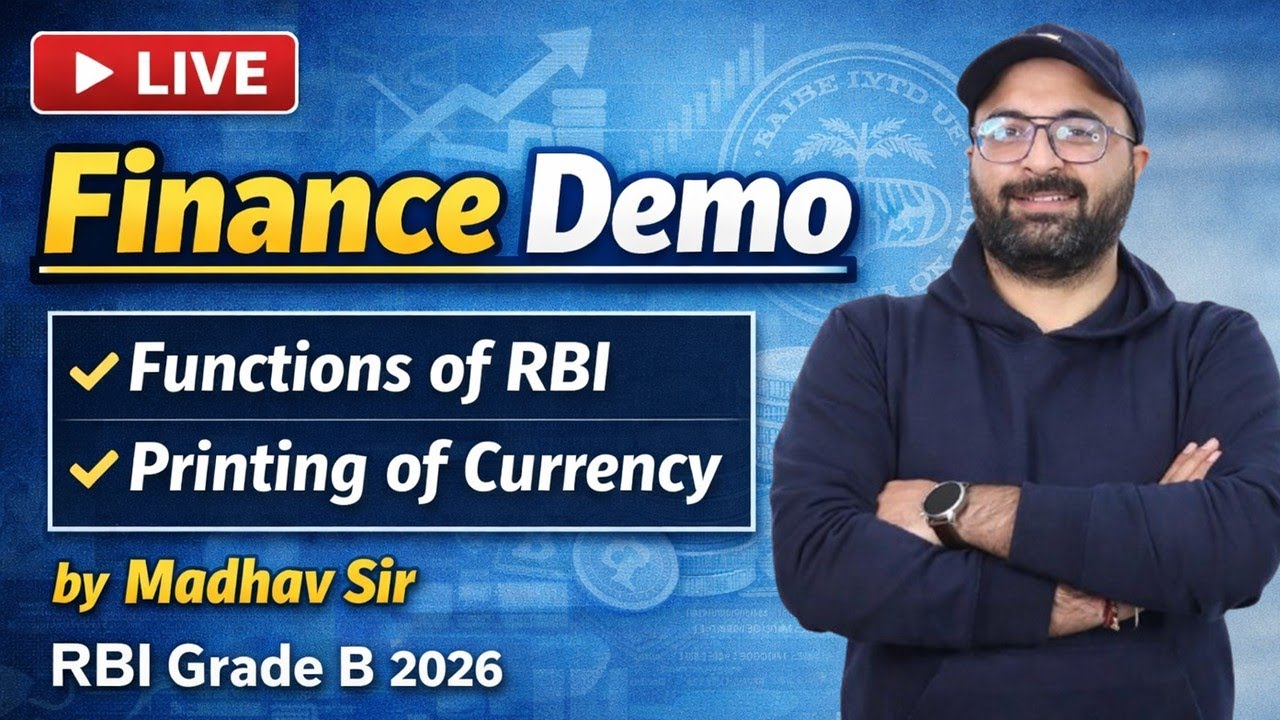 Finance Demo for RBI Grade B 2026 | Functions of RBI | RBI Prints Currency | Finance by Madhav sir