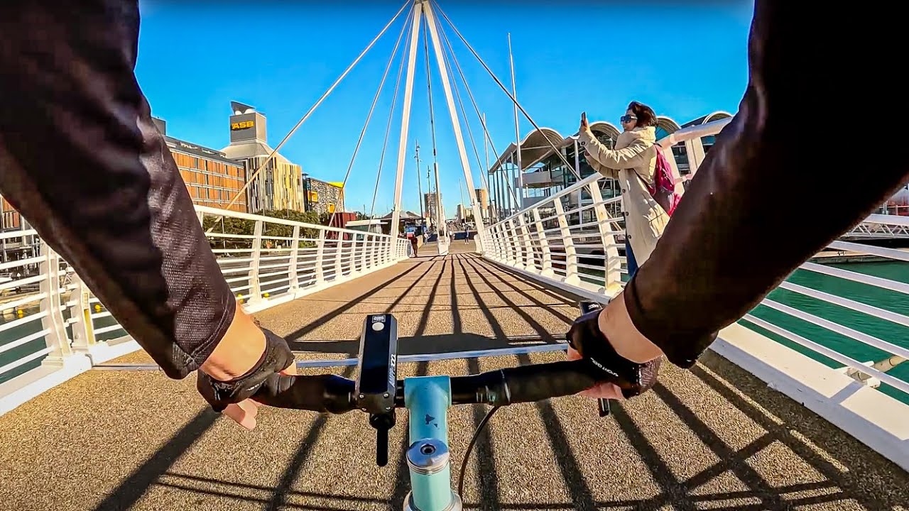 4K POV bike commute | Auckland waterfront and Viaduct Harbour, New Zealand