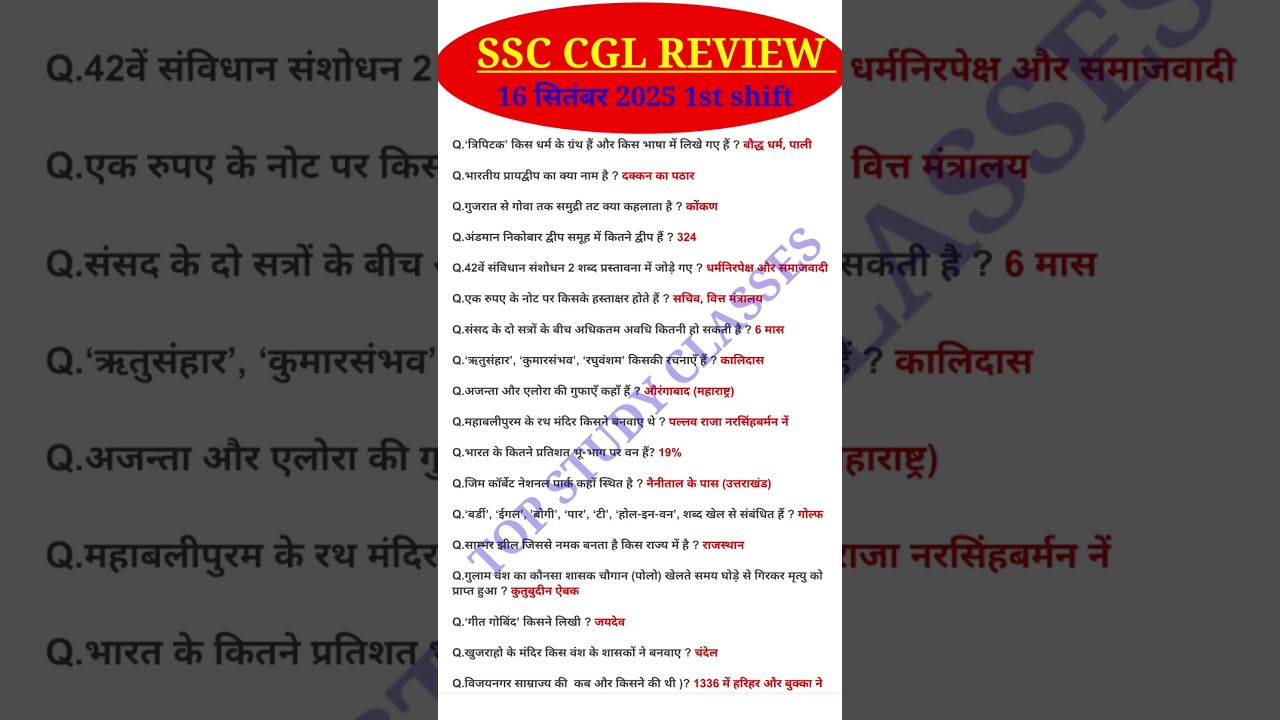 SSC CGL Exam Analysis 2025 | SSC CGL 16 September 1st Shift Question |Today SSC CGL EXAM Analysis