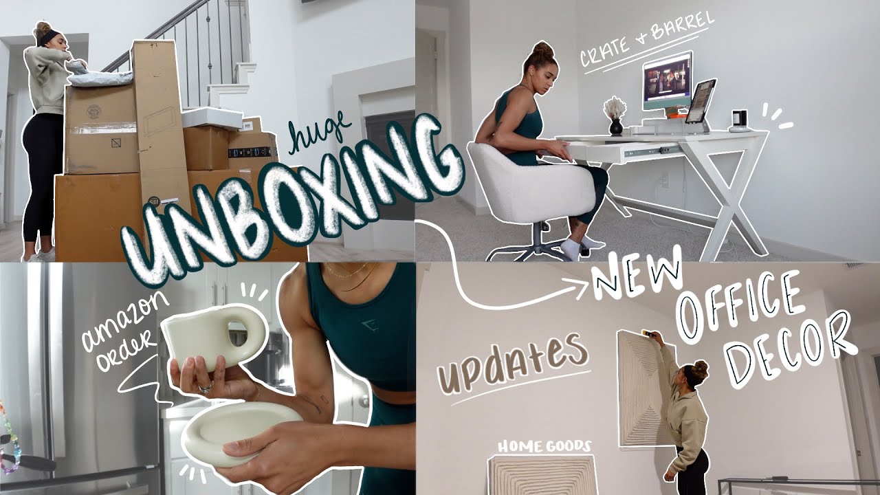 UNBOXING SO MANY PACKAGES | Amazon orders | New Office Decor | Building my desk | New Gymshark