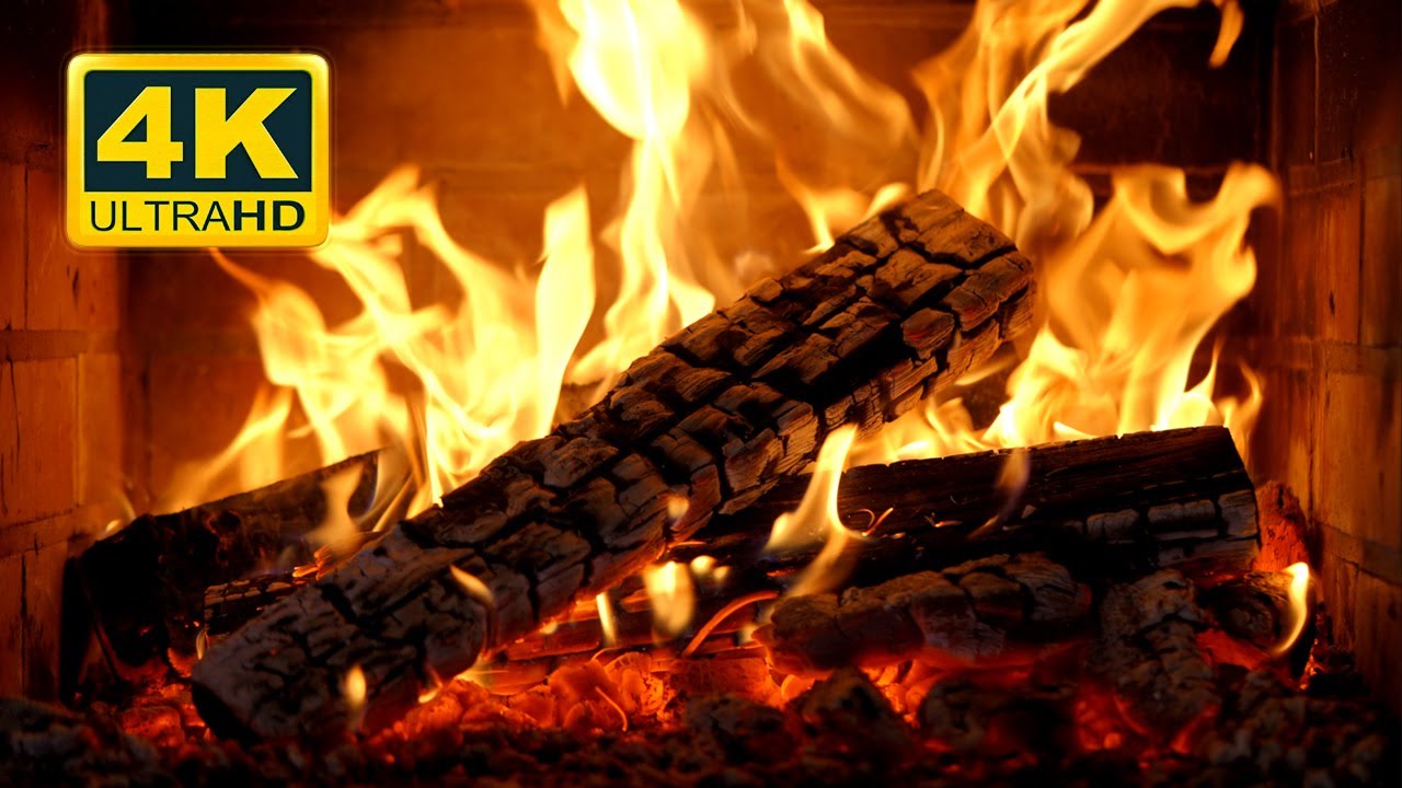 🔥 FIREPLACE (12 HOURS) Ultra HD 4K. Crackling Fireplace with Golden Flames & Burning Logs Sounds