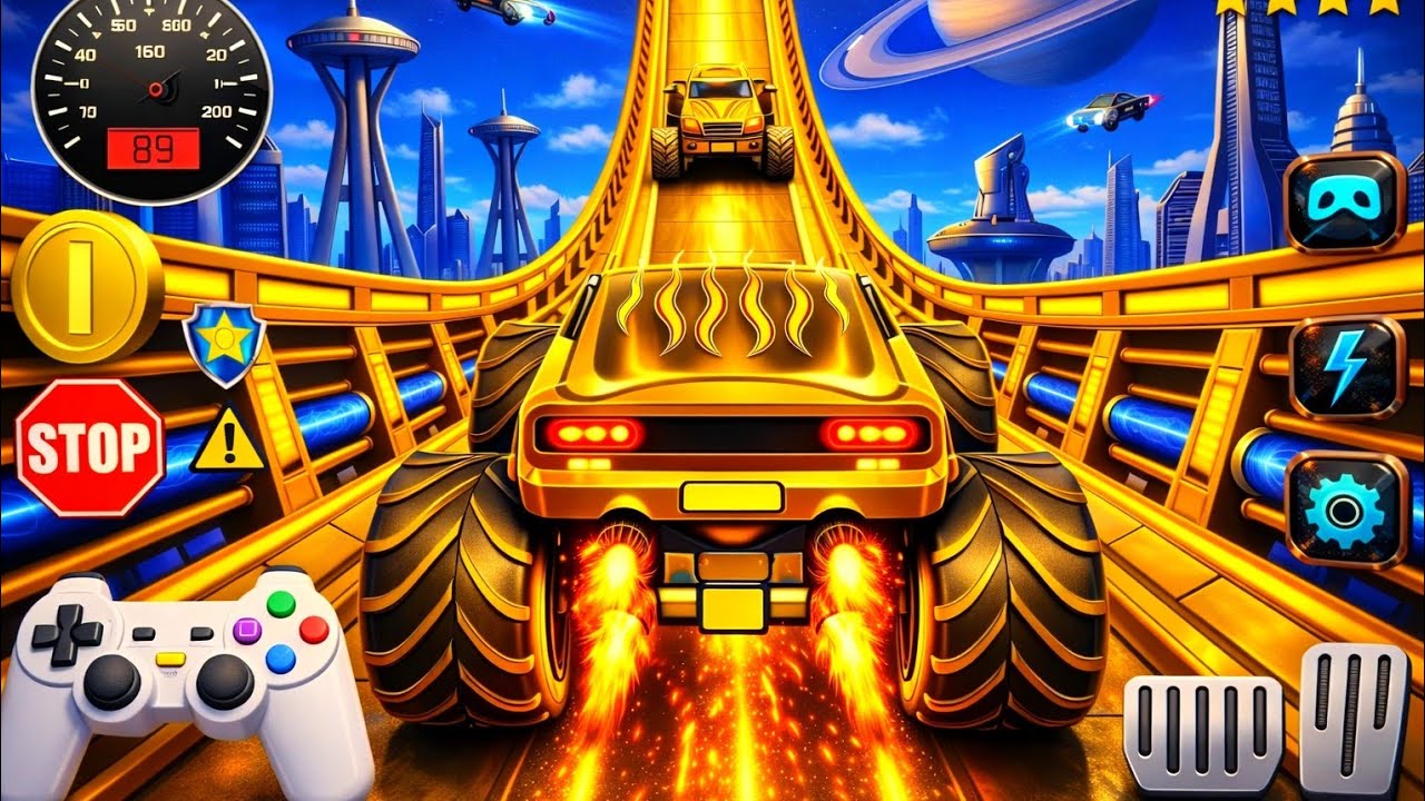 Mega Ramp Monster Car Racing 3D - Extreme Car Stunts -Android Gamepla #MegaRamp #3DGames #CarRacing