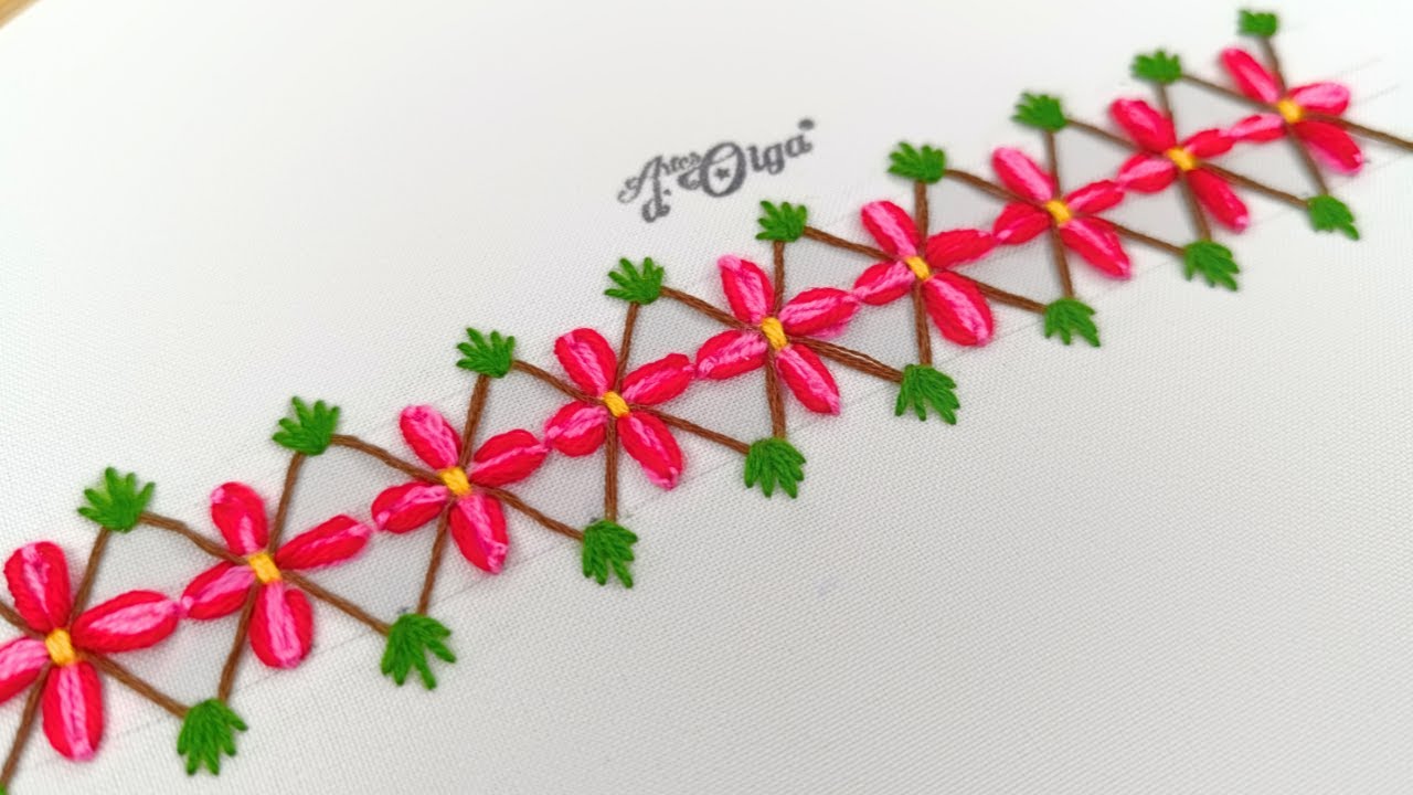 Puntada decorativa Floral #14 | Fácil y Paso a Paso | Artesd'Olga