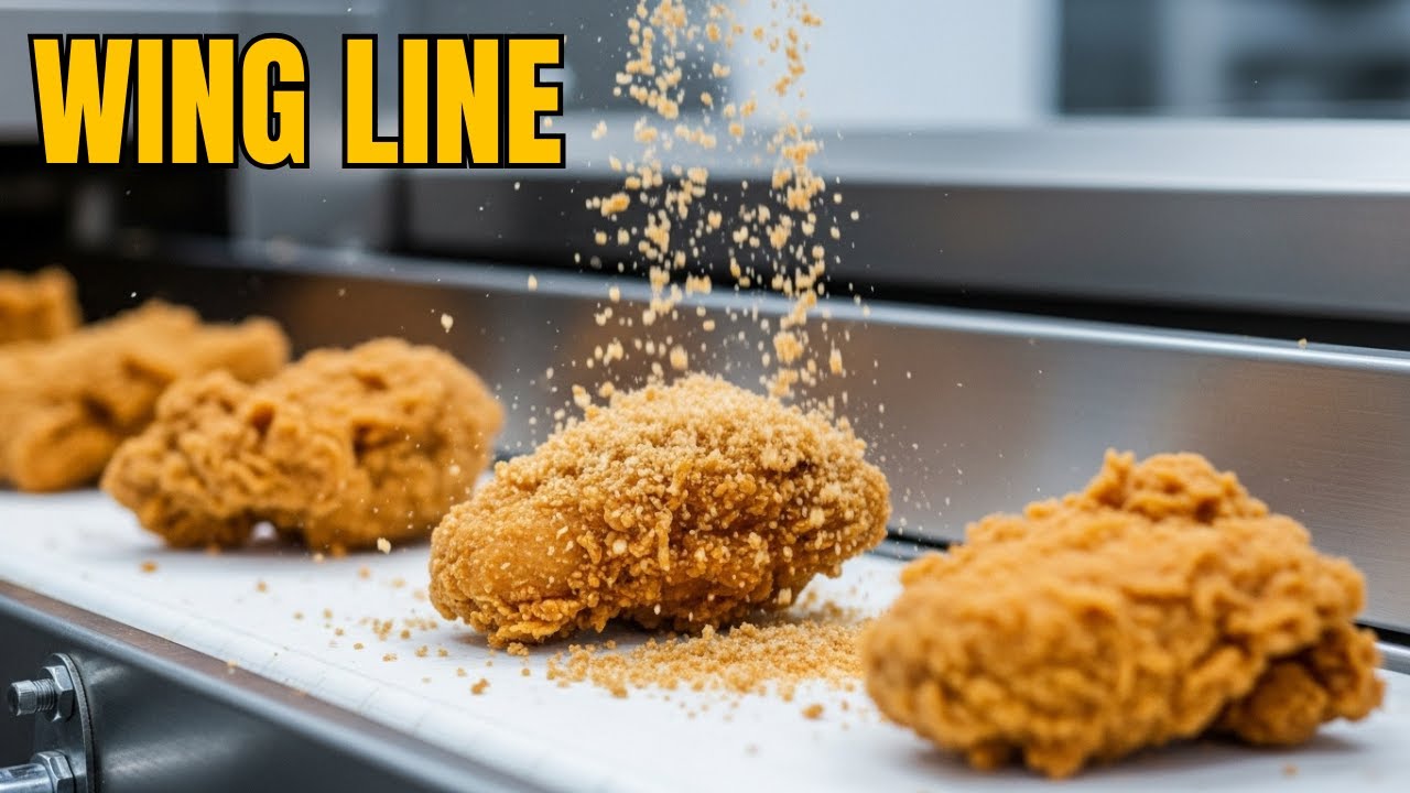 How Chicken Wings Are Made Crispy (Factory Process) | Seasoning → Frying → Glazing