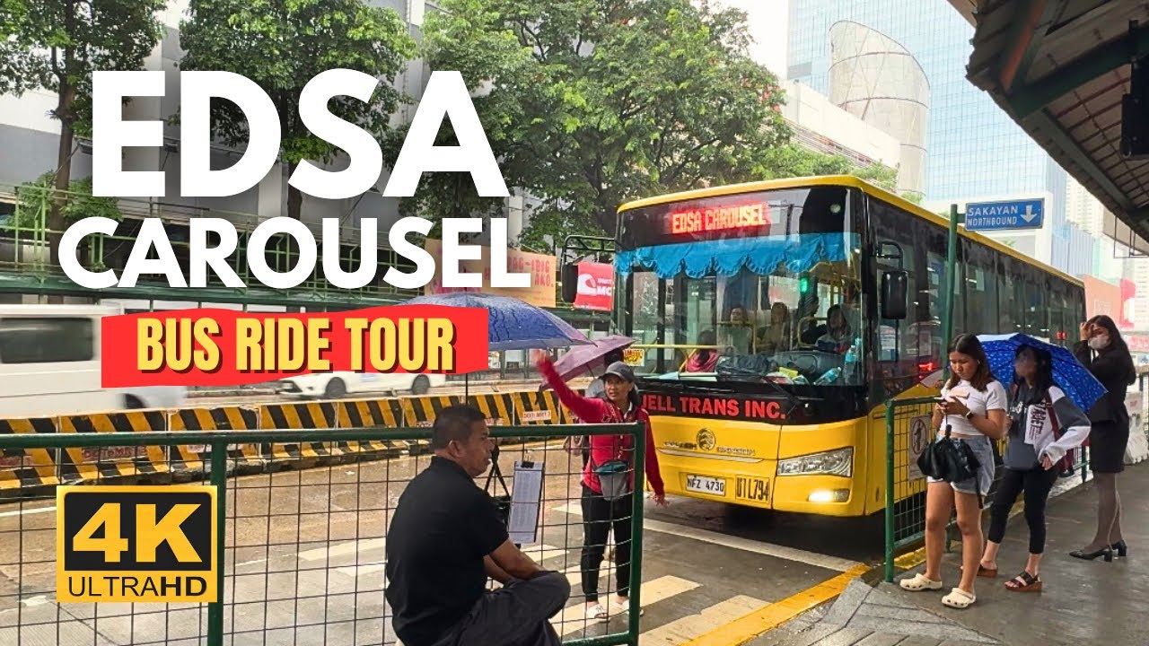 Goodbye EDSA Traffic? Riding The Edsa Bus Carousel On A Rainy Day | 4K | Trinoma to One Ayala
