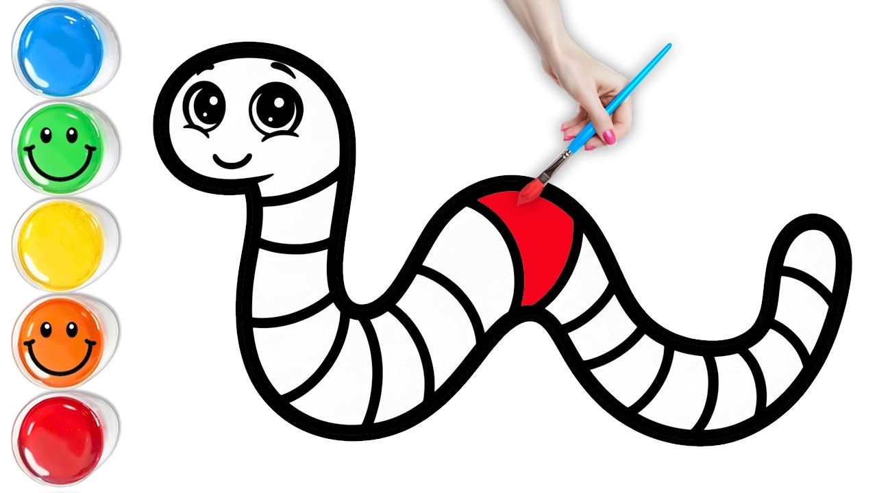 Как нарисовать разноцветного дождевого червя | Простой пошаговый урок