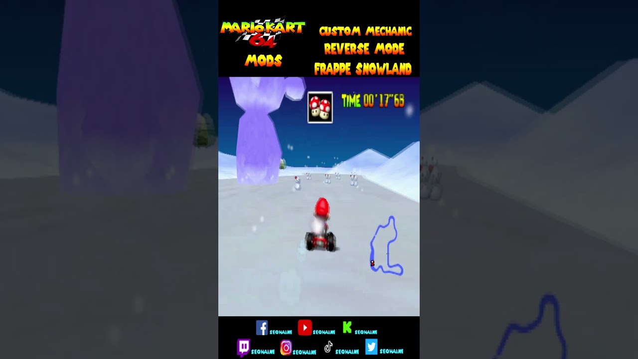 mario kart 64 REVERSE MODE in frappe snowland Romhack/Mod