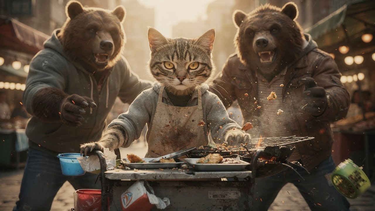 😿😭Brave Cat Faces Bears! 🐱🧸