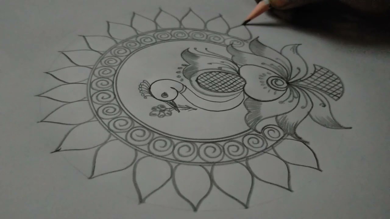 Peacock rangoli design 1437