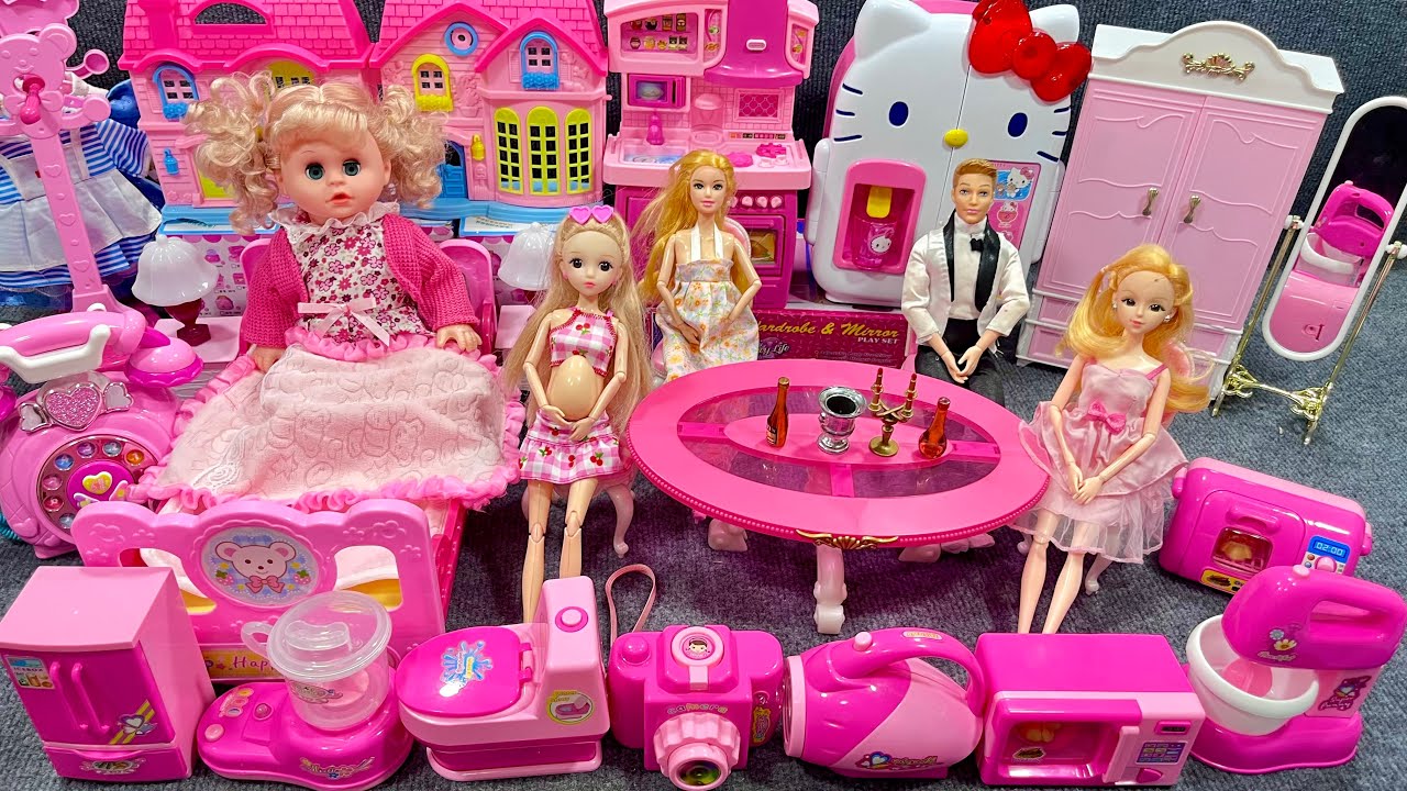 16 Minutes Satisfying with Unboxing Barbie Princess Pink House, Rock Bed Play Set Review Toys | ASMR