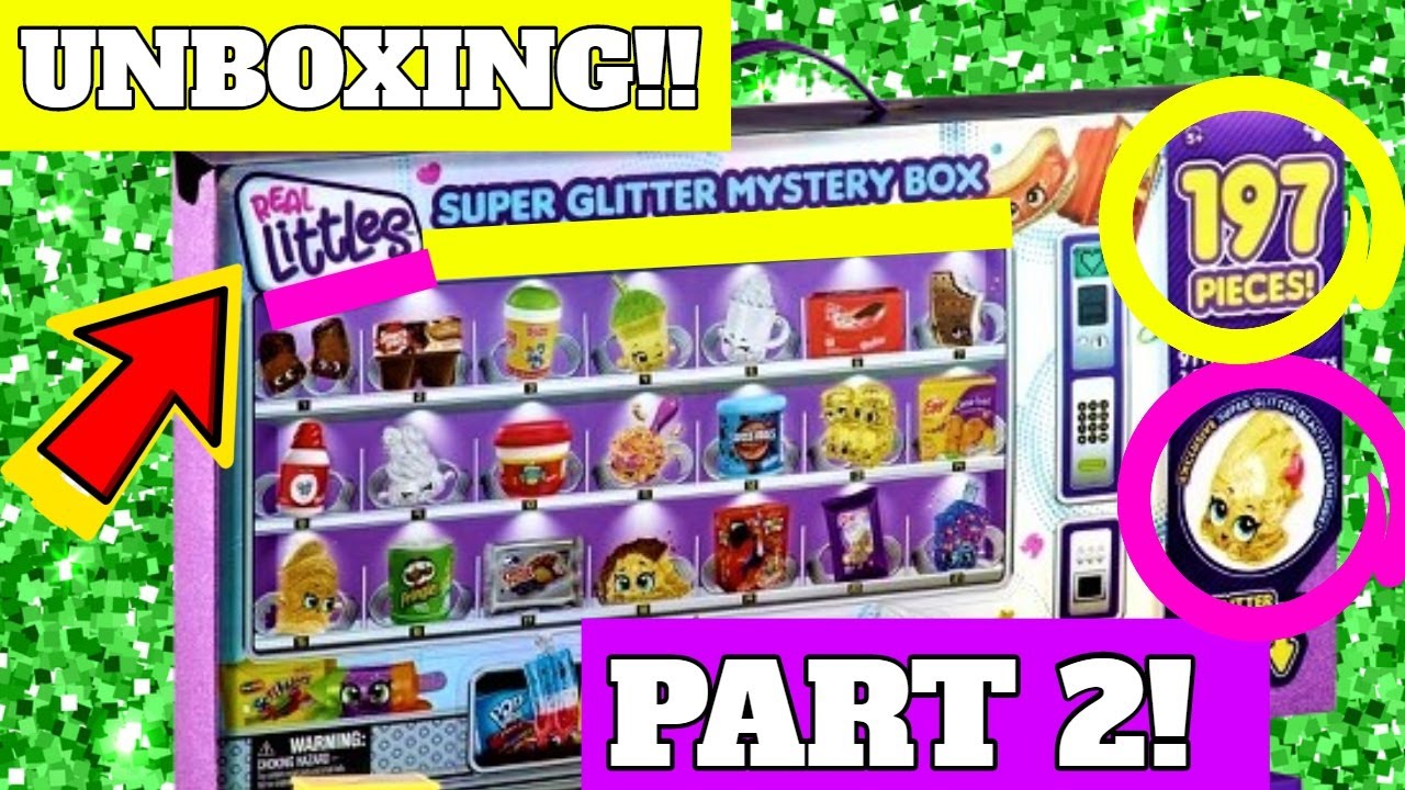 Part 2! UNBOXING Shopkins Real Littles 197 Piece Super Glitter Mystery Box Blind Bag