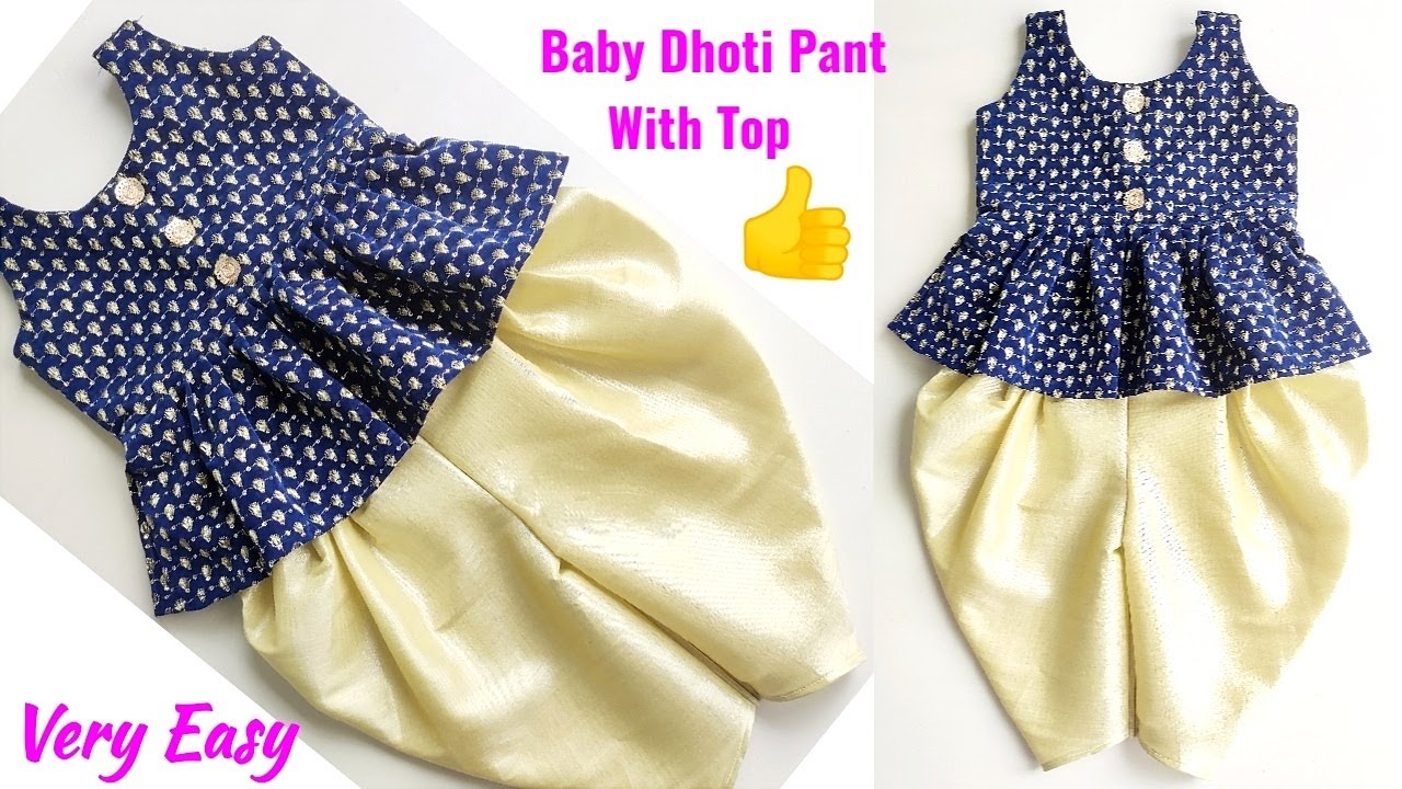 Very Easy Baby Dhoti pant With Peplum Top Cutting and stitching | Baby Dhoti Pant | Baby peplum Top