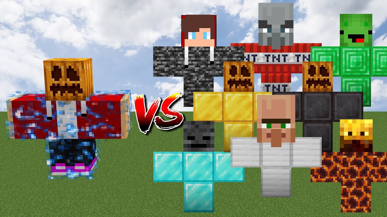CHARGED Maizen JJ vs WITHER and Villager, Vindicator & BLAZE (Mutant Mobs)