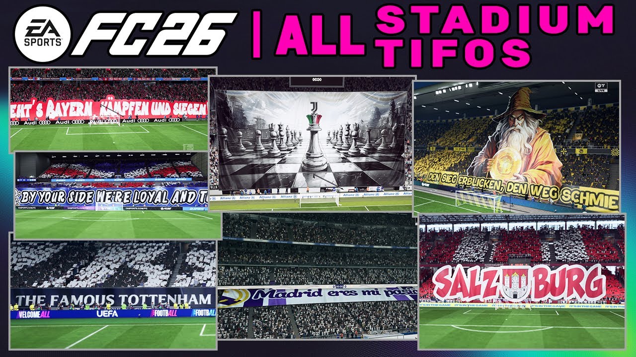 EA SPORTS FC 26 | ALL 90 STADIUM TIFOS - MANY NEW ✅