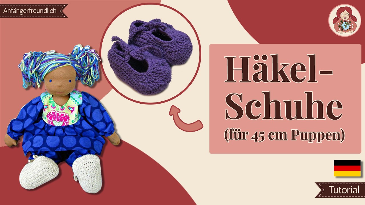DIY | Häkelschuhe für 45 cm Puppen (Klassischer Sami Schnitt) • Sami Doll Tutorials