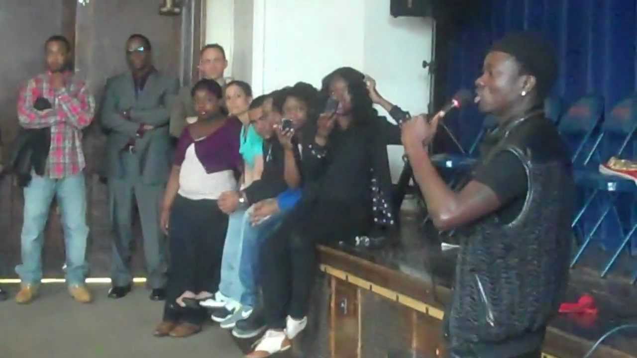 Comedian and Actor Michael Blackson comments at the Penn Wood High School Anti-Bullying Program