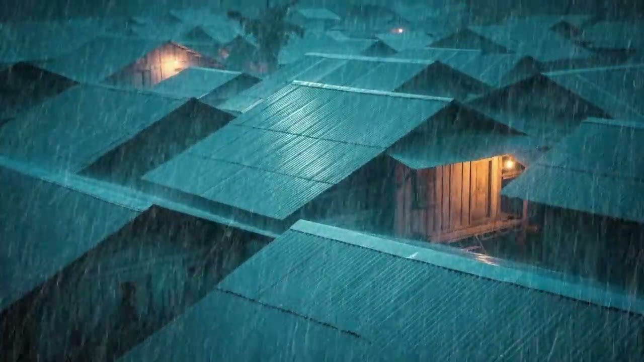 No Ads Rain Sounds for Sleeping – ASMR Tin Roof Rain & Low Thunder for Instant Deep Calm